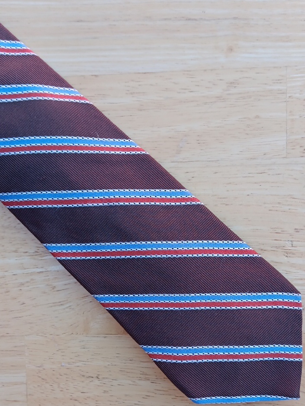 Brooks Brothers Brown Tie with Blue and Red Stripes